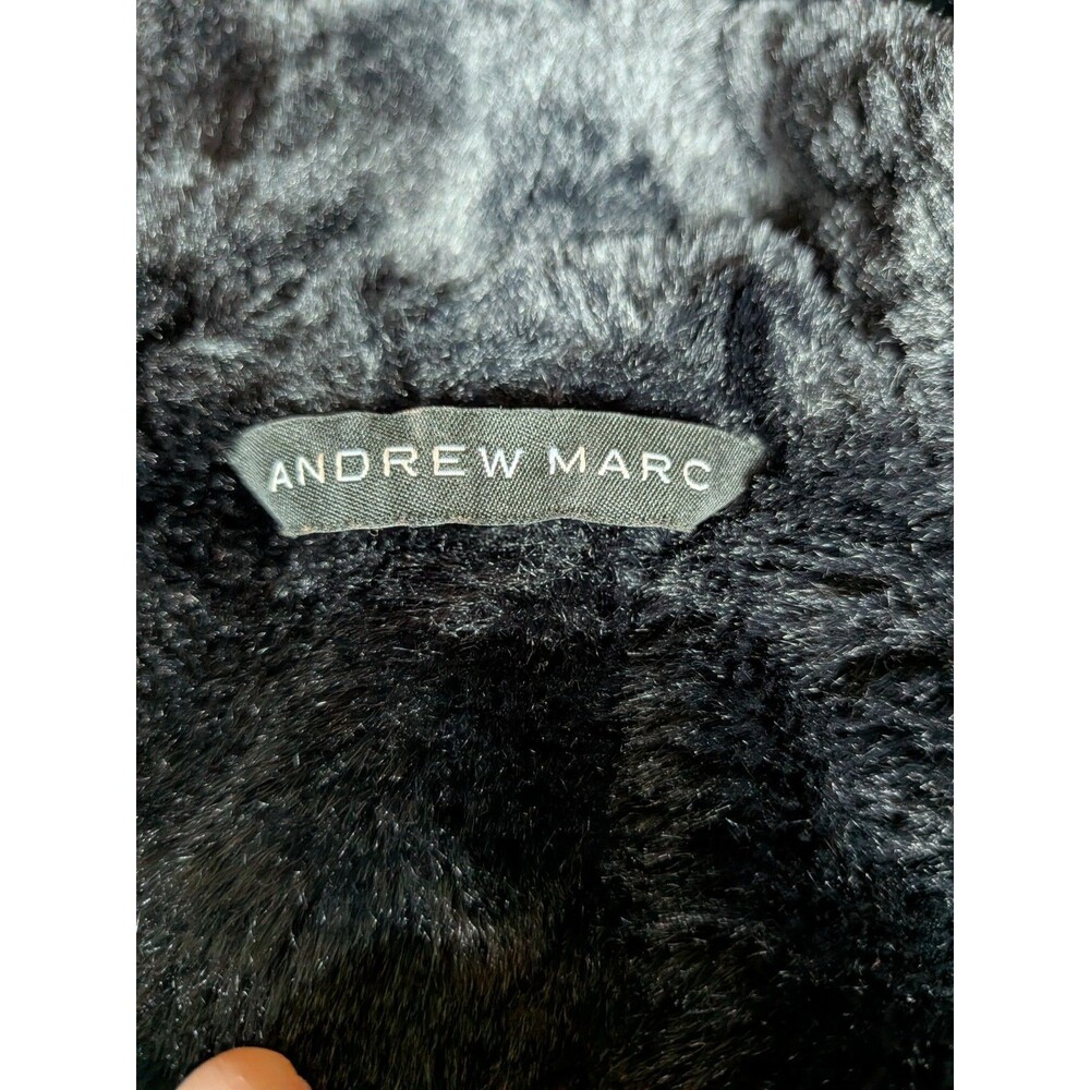 Andrew Marc Black Puffer Jacket Faux Fur Lined Hooded Coat Size L - Picture 4 of 11